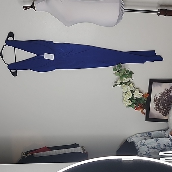 NEW Misa Los Angeles Leza MAXI Dress Tulip Ruched COBALT BLUE Luxury Goddess - Picture 3 of 11